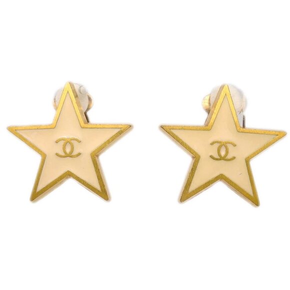 Chanel Star Earrings Clip-On White 01P 162387 - Picture 1 of 4